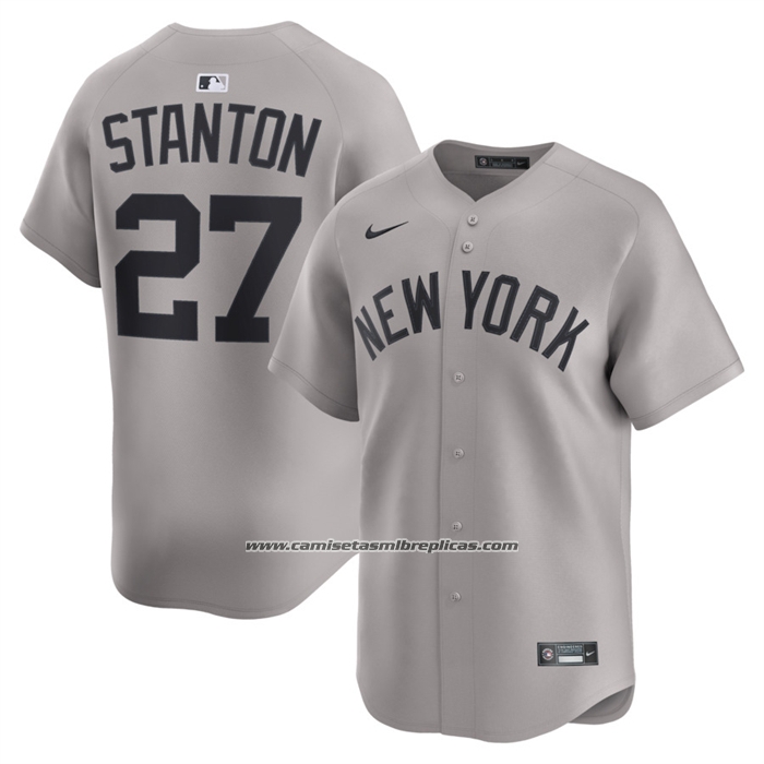 Camiseta Beisbol Hombre New York Yankees Giancarlo Stanton Segunda Limited Gris
